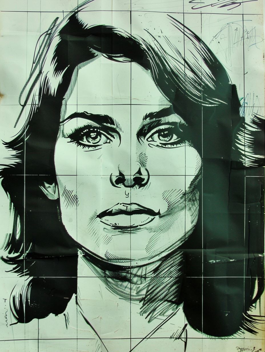 Ink Grid Portrait - Image 1