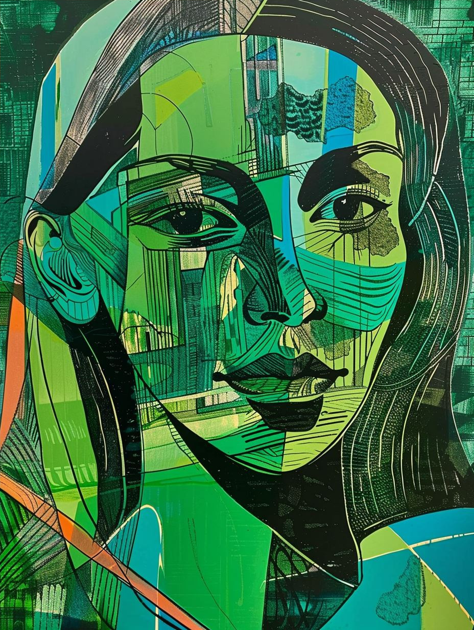 Fragmented Ceramic Geometric Portrait