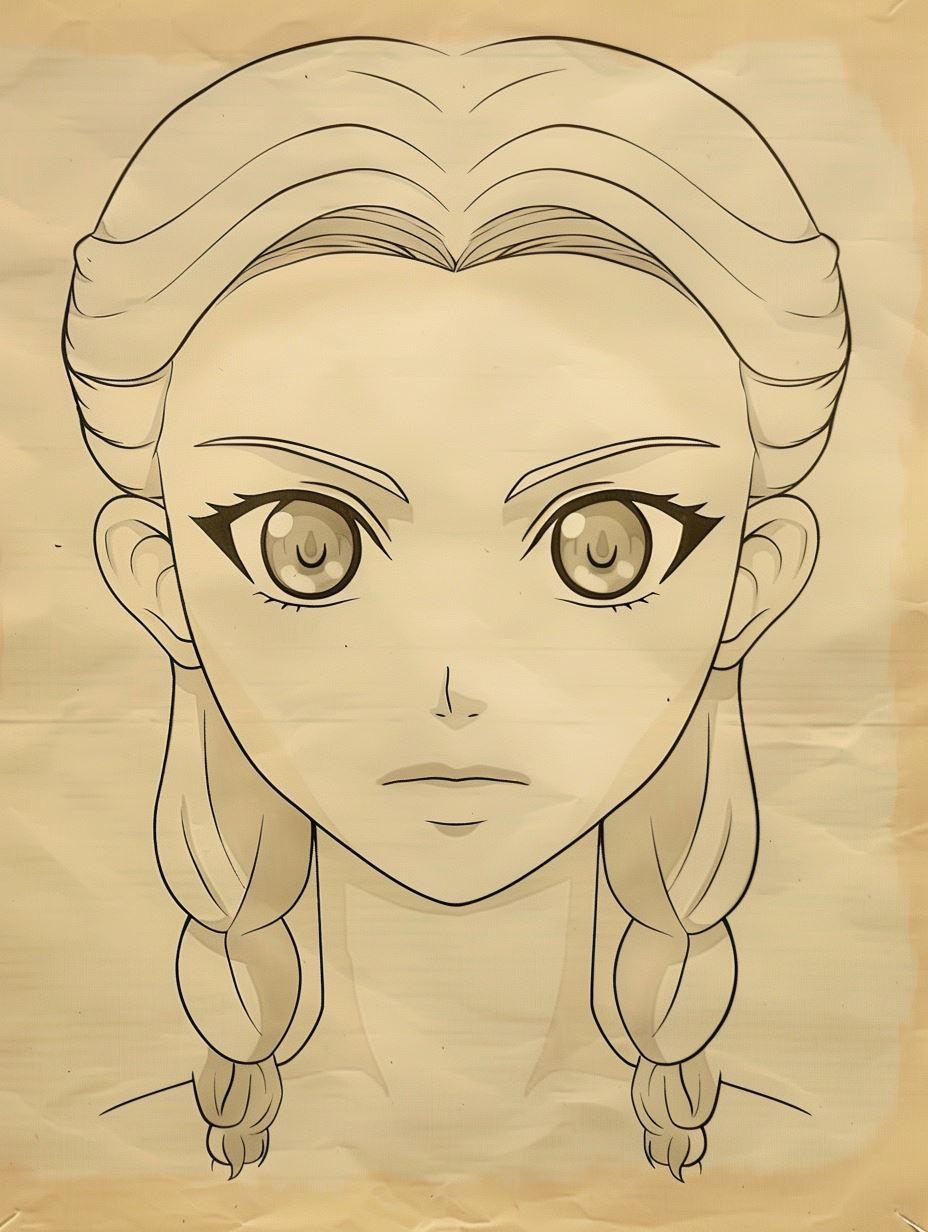 Vintage Parchment Anime Sketch
