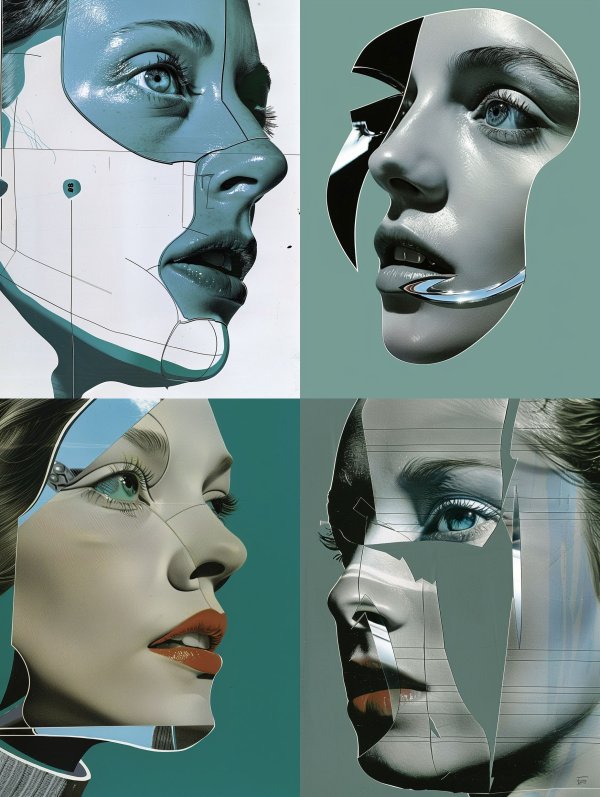 Cyan Blueprint Portrait Study