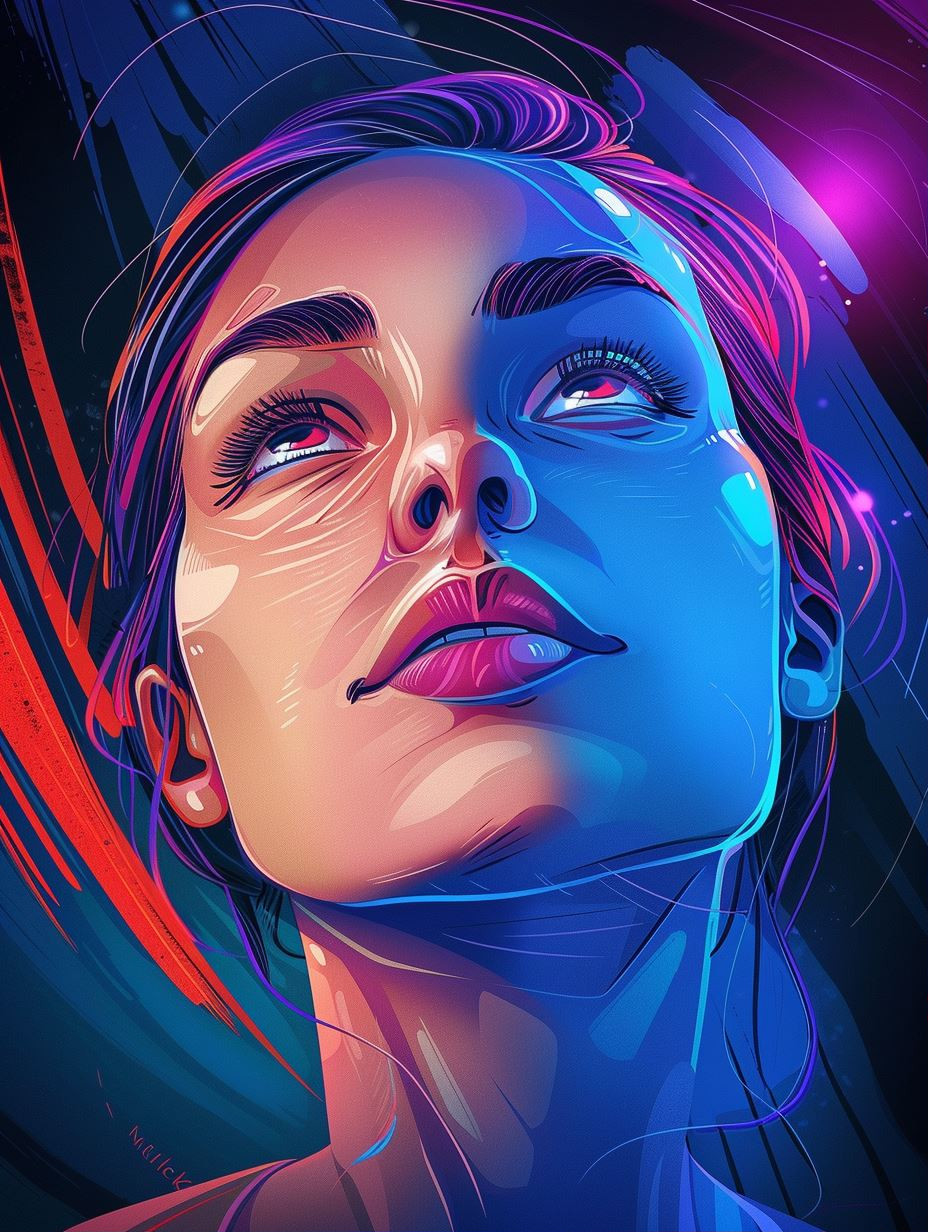 Neon Dreams Ethereal Portrait