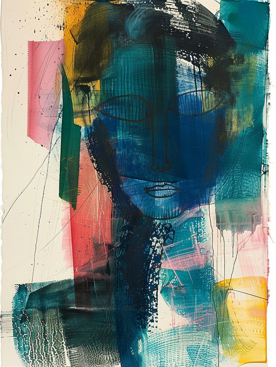 Abstract Fragmented Azure Portrait