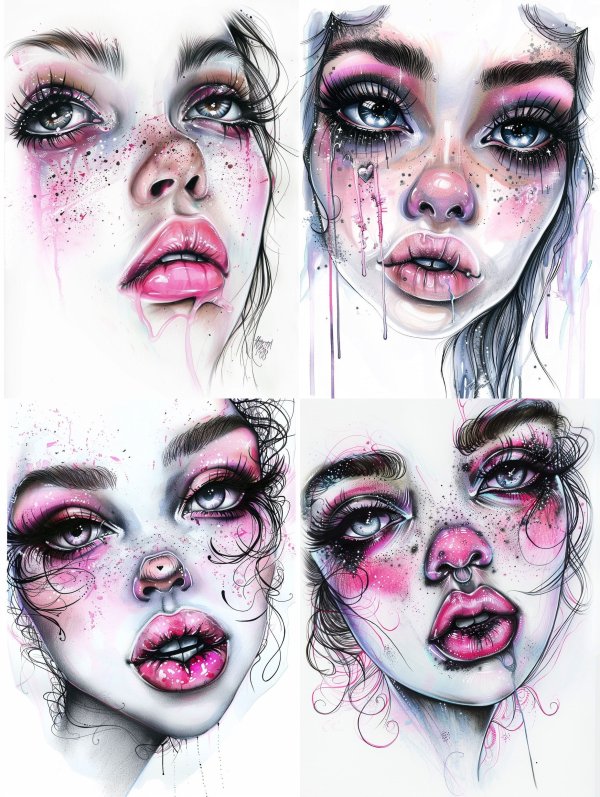 Ethereal Pink Watercolor Portrait