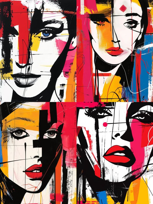Abstract Neon Pop Portrait