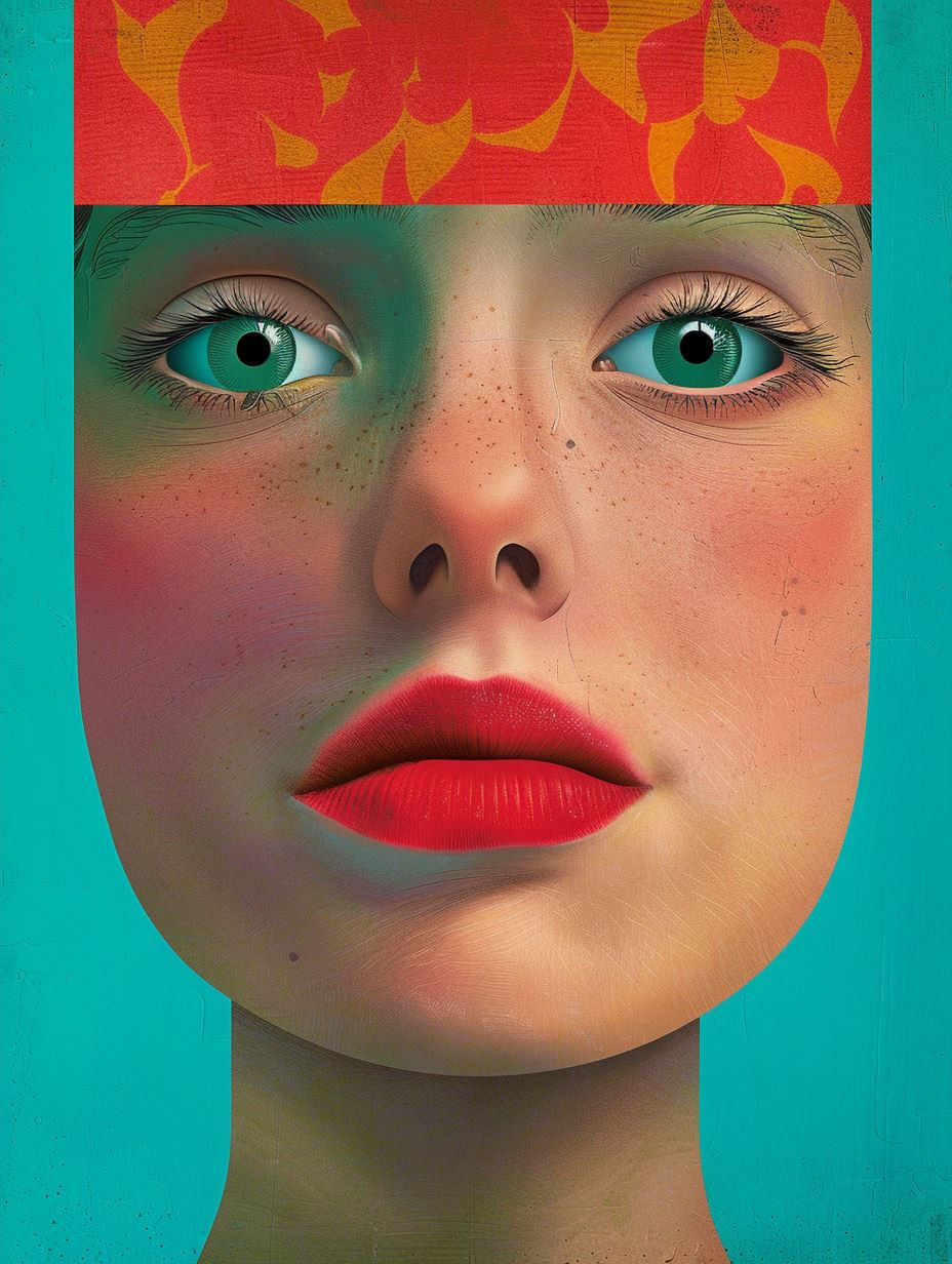 Vibrant Teal Surreal Portrait