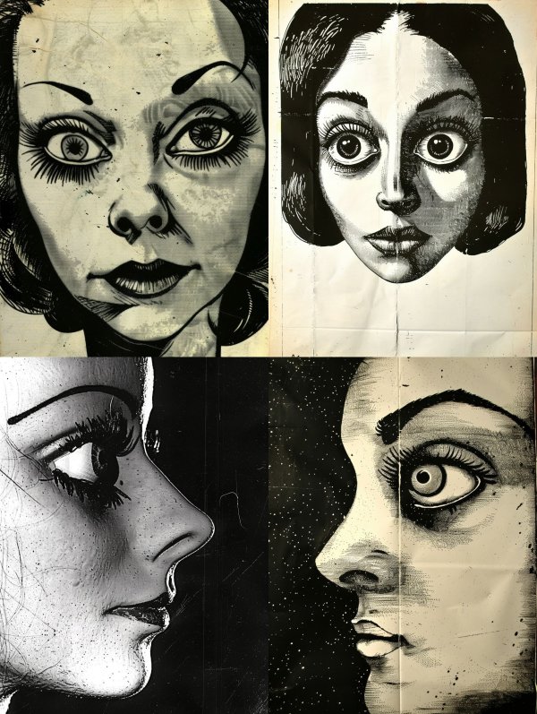 Vintage Noir Pop Art Portrait