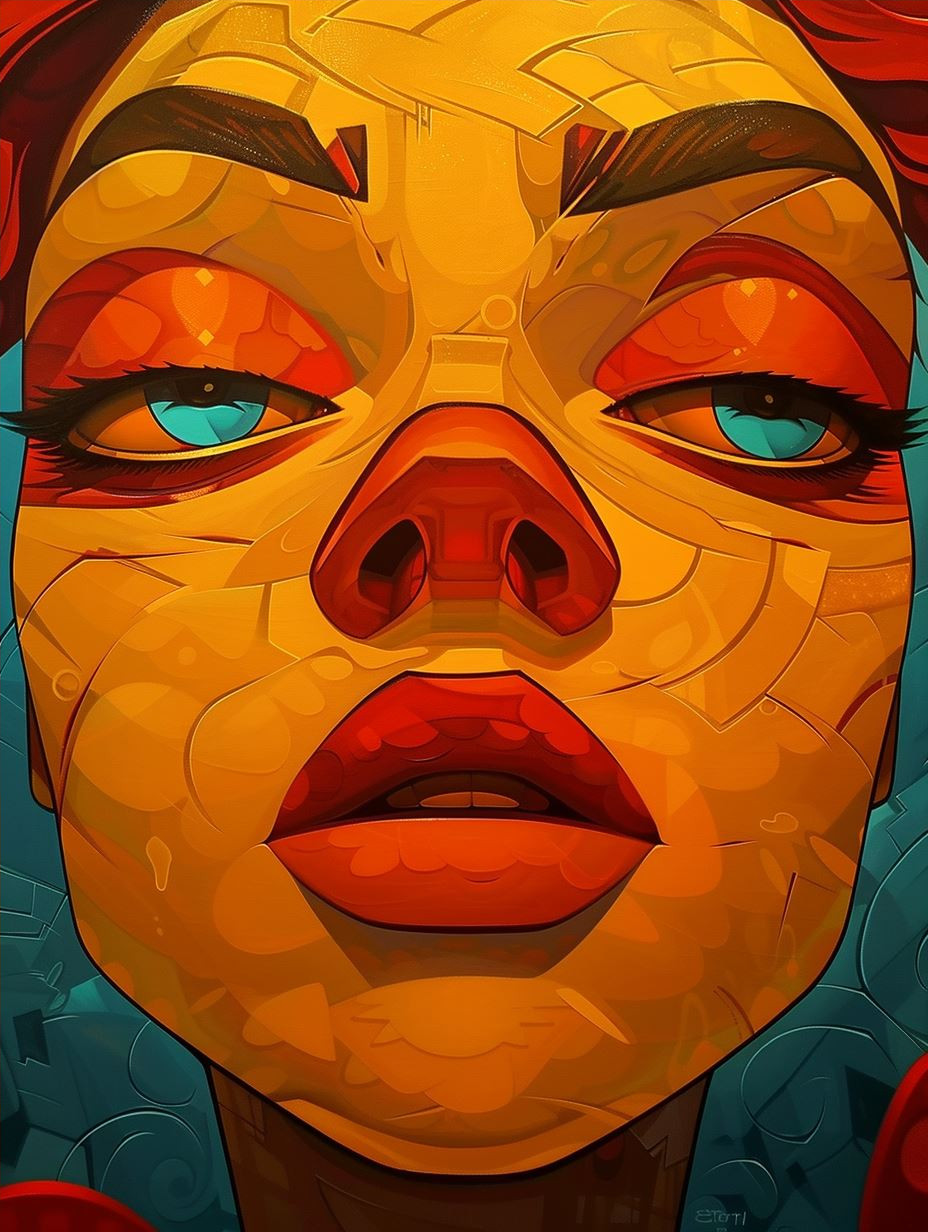 Golden Cracked Porcelain Portrait