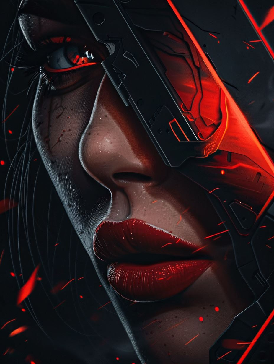 Neon Cybernetic Crimson Vision