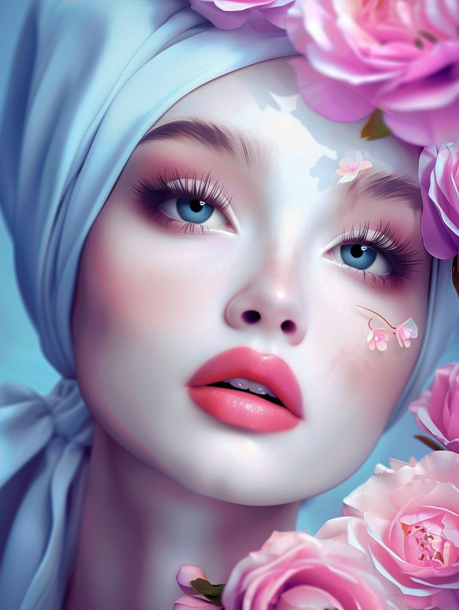 Ethereal Bloom Pastel Portrait
