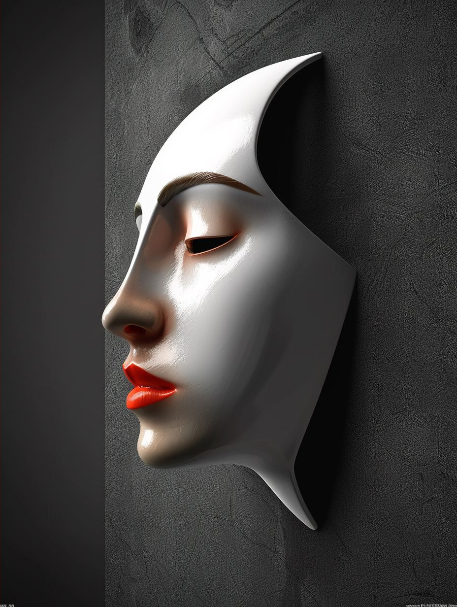Surrealist Crimson Contrast Portrait