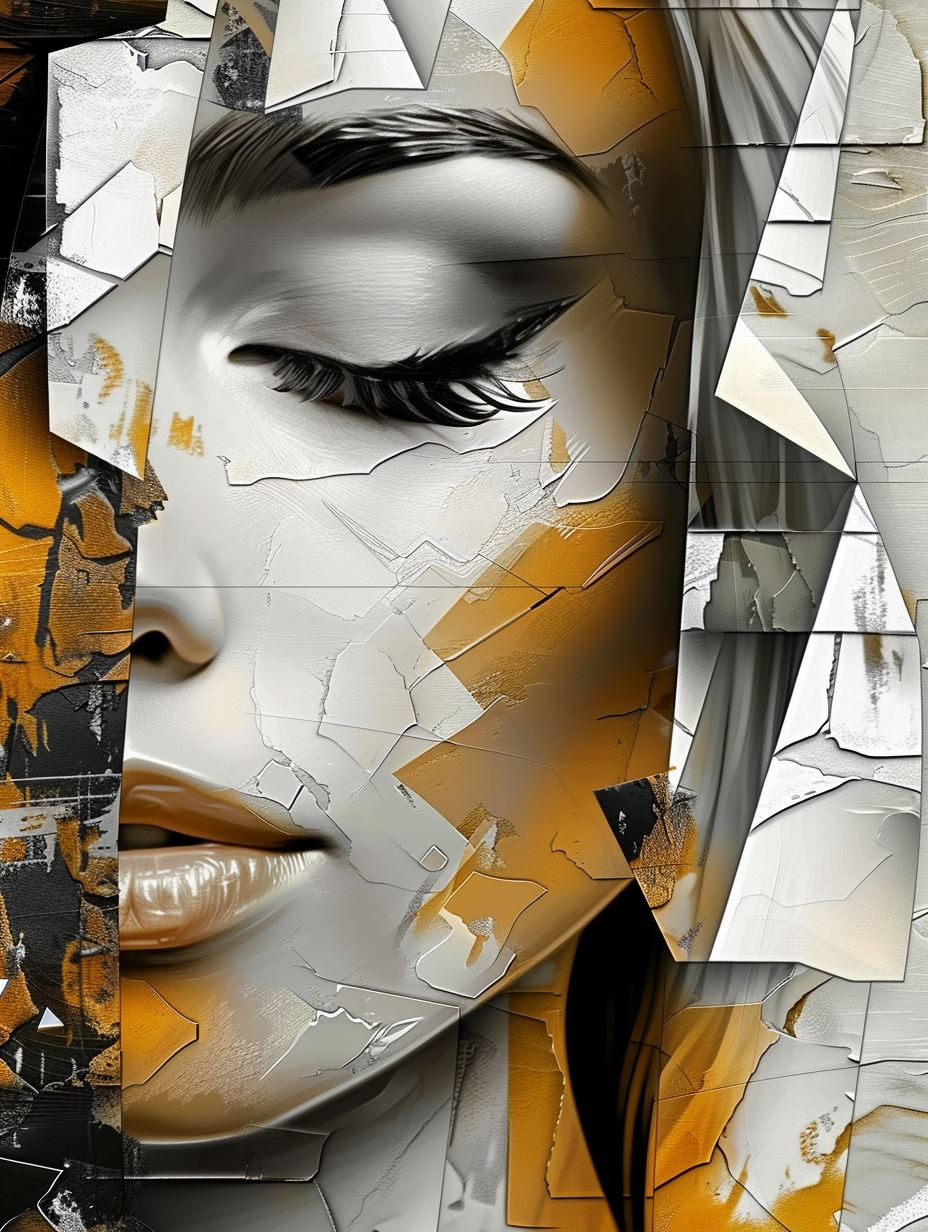 Fragmented Gaze in Golden Ochre