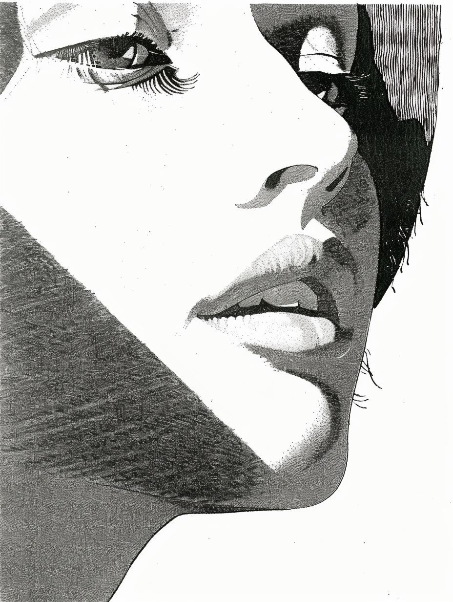 Dramatic Ink Hatching Portrait