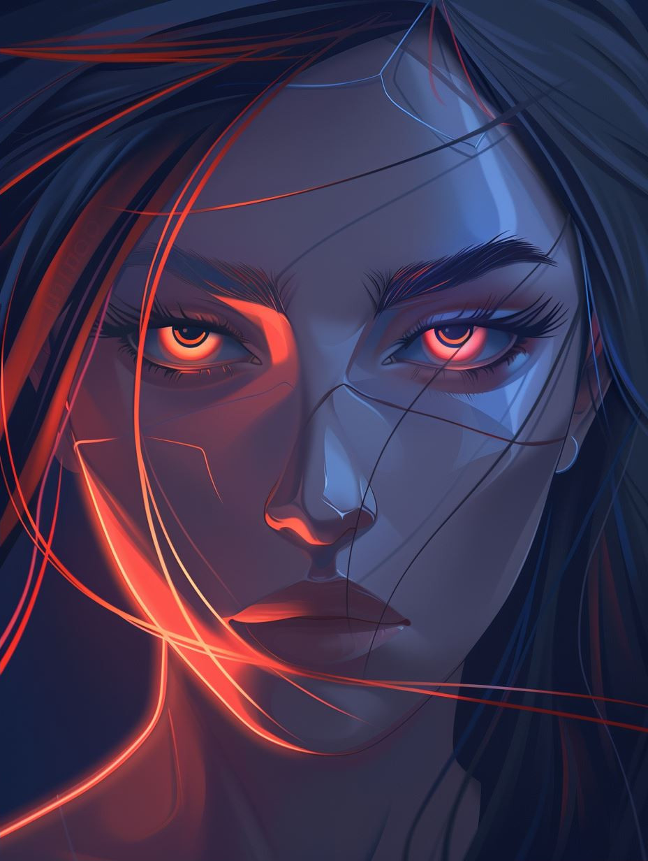 Neon Prism Digital Portrait