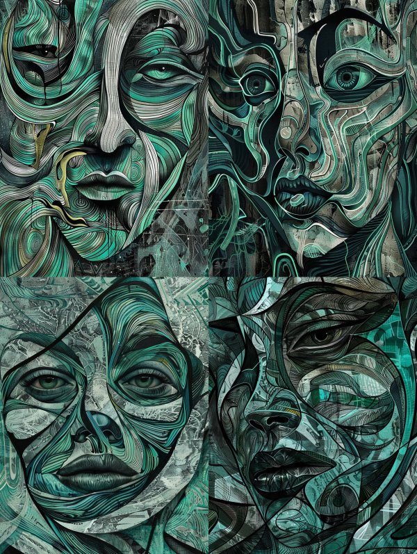 Surreal Teal Fluidity Portrait