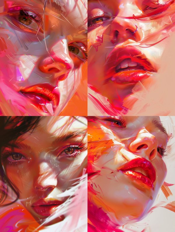 Fragmented Neon Portrait Study