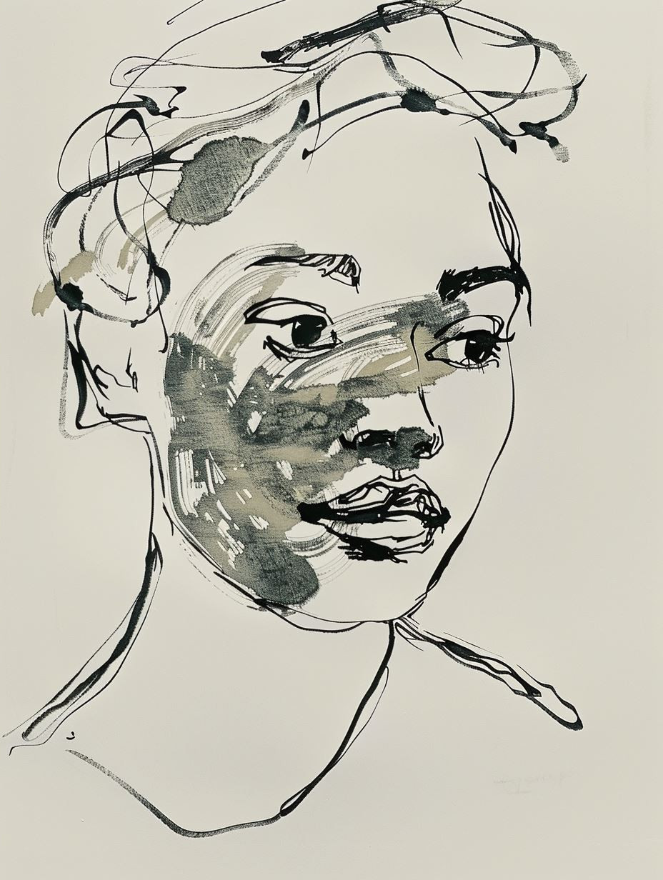 Abstract Ochre Line Portrait - Image 4