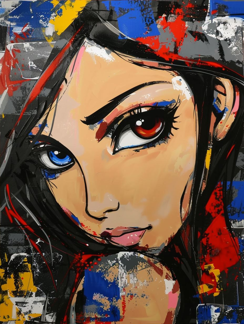 Dramatic Monochrome Ink Portrait