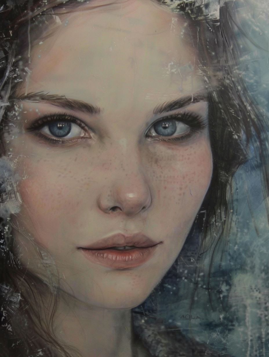 Ethereal Gaze Through Frozen Glass