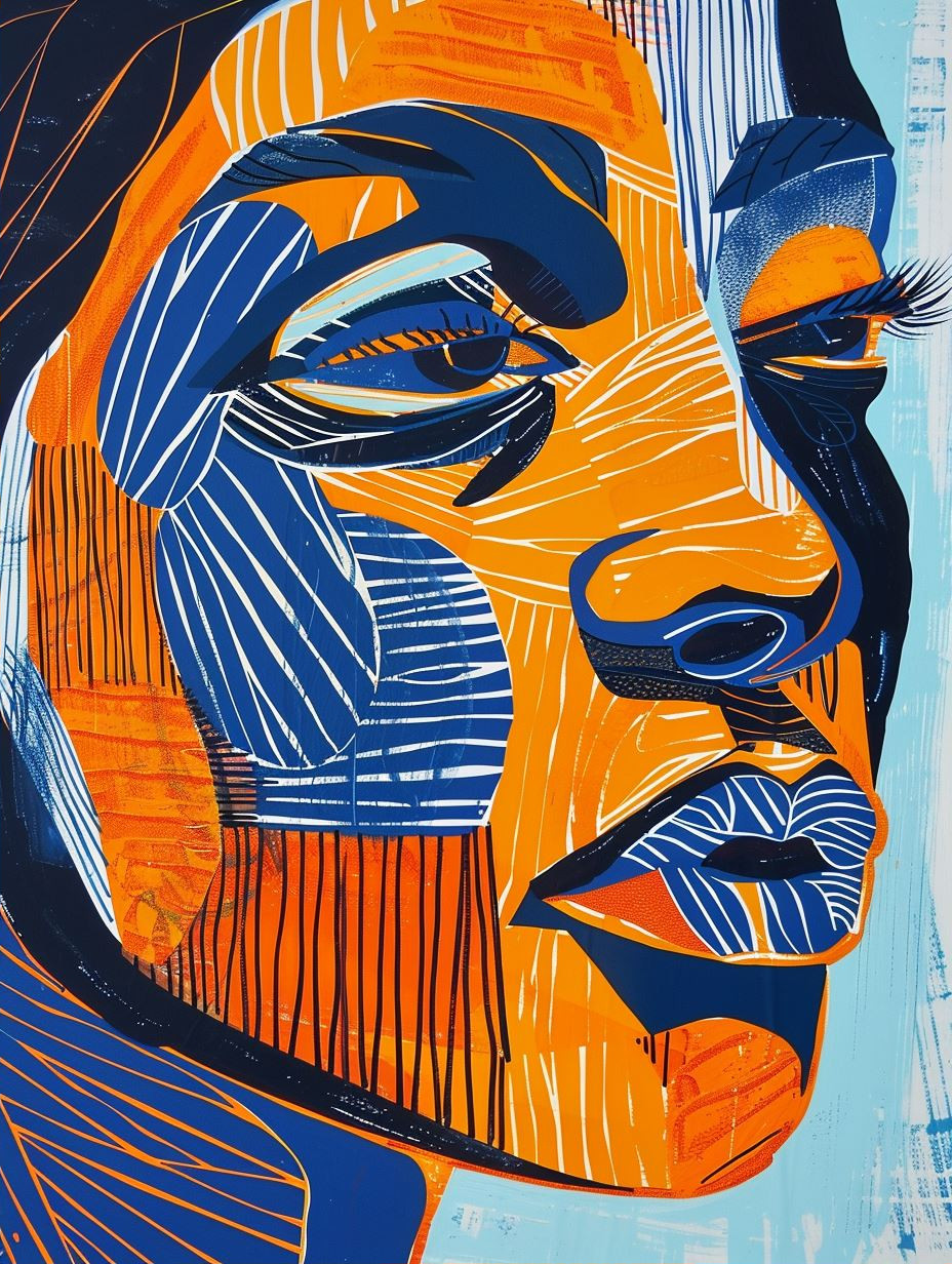 Electric Azure and Amber Portrait
