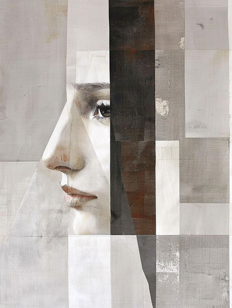 Fragmented Gaze in Neutral Tones
