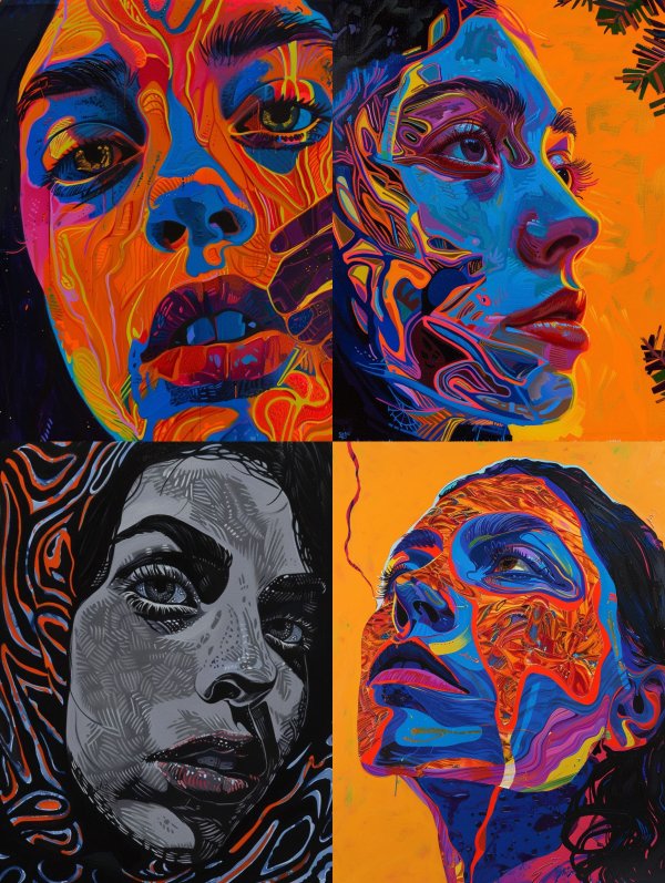 Neon Psychedelic Portrait Fusion