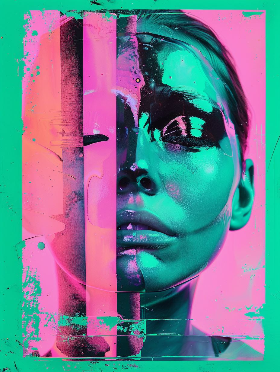 Neon Liquid Chrome Portrait