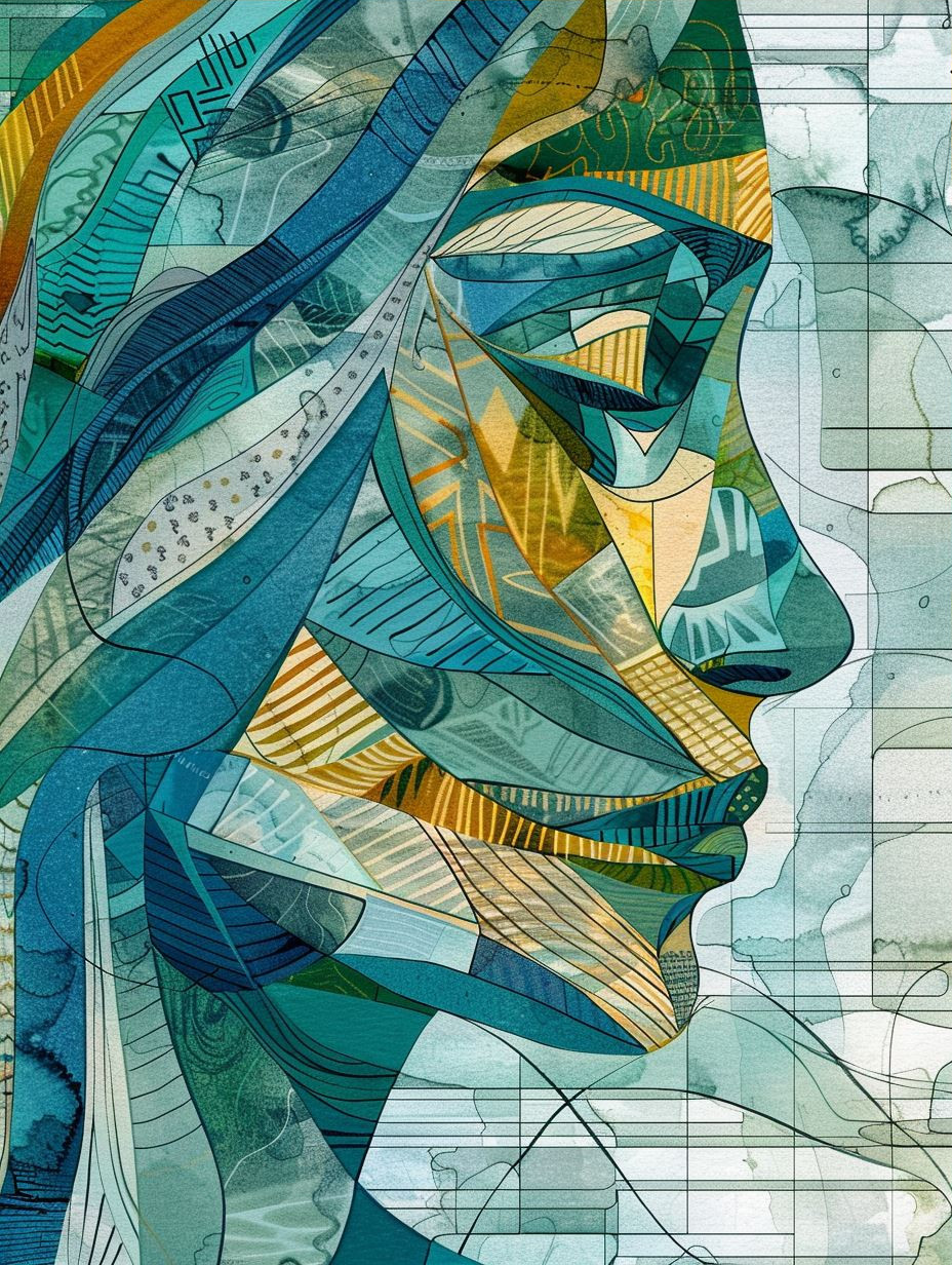 Fragmented Azure Geometric Portrait