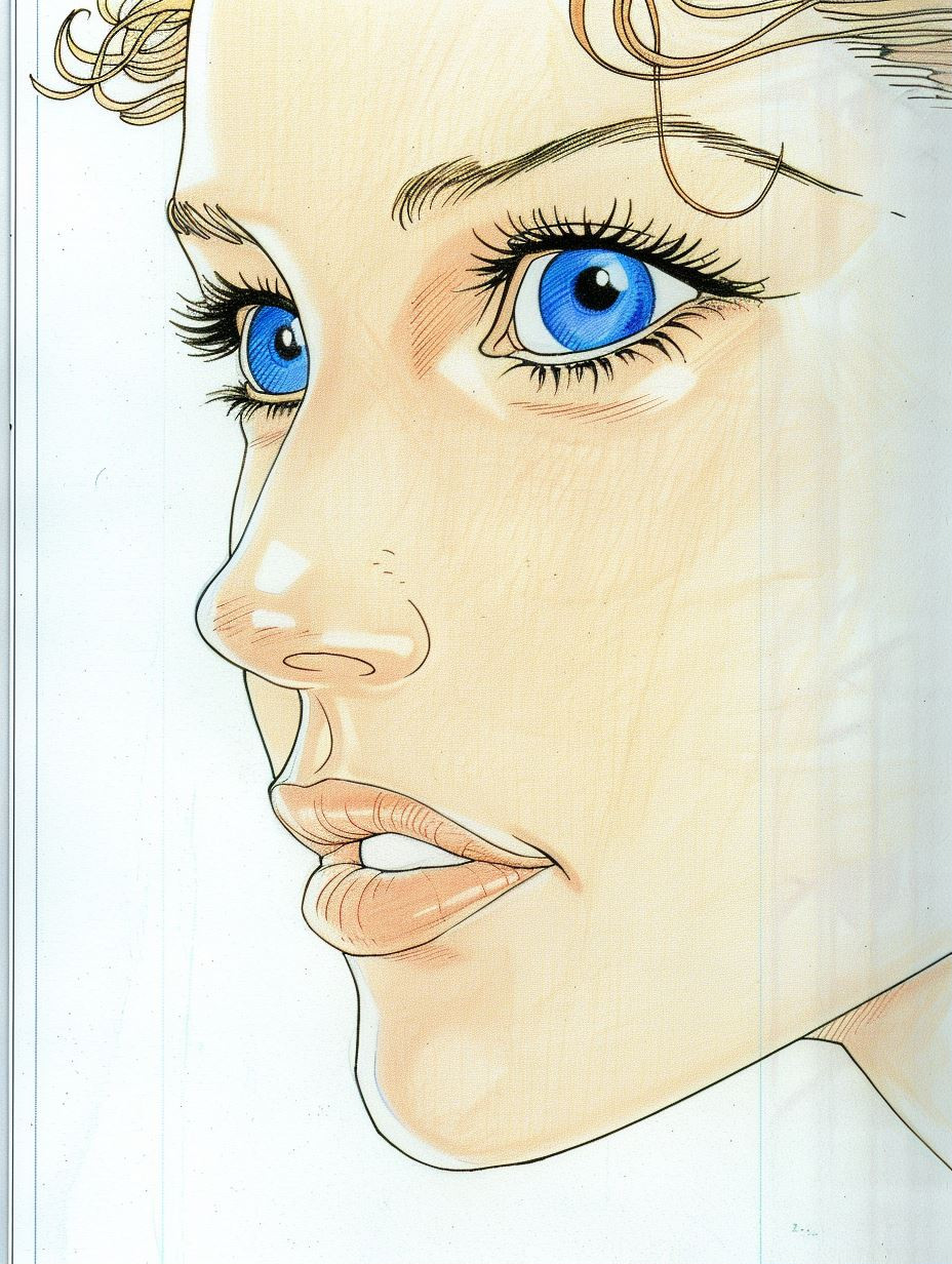 Ethereal Blue Gaze Illustration