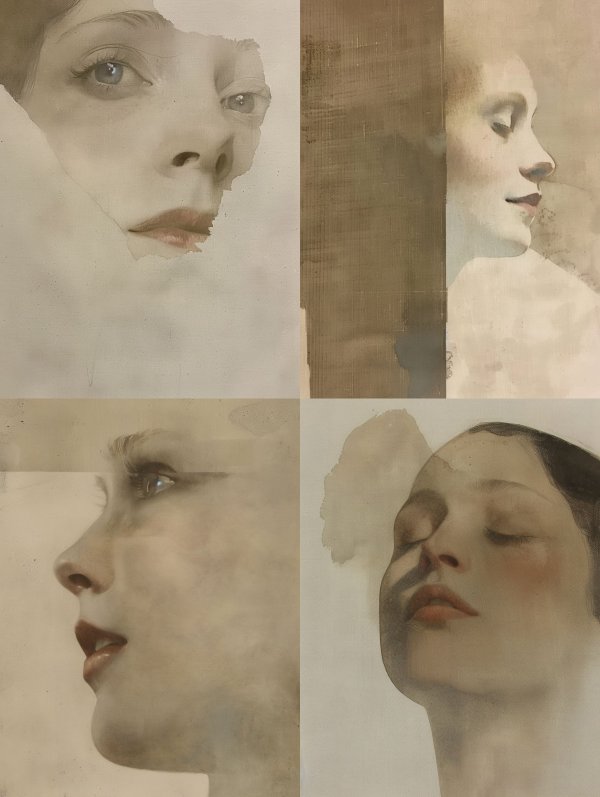 Fragmented Gaze in Muted Tones