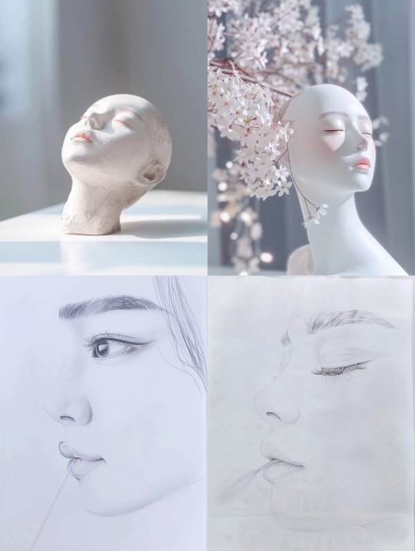 Ethereal White Sculptural Portraits