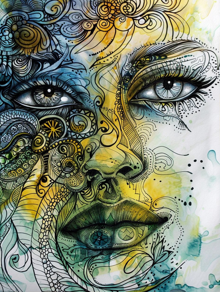 Intricate Psychedelic Portrait Study