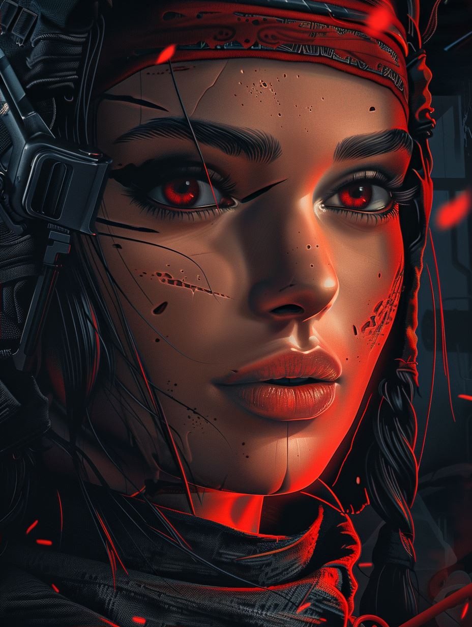 Neon Cybernetic Crimson Vision