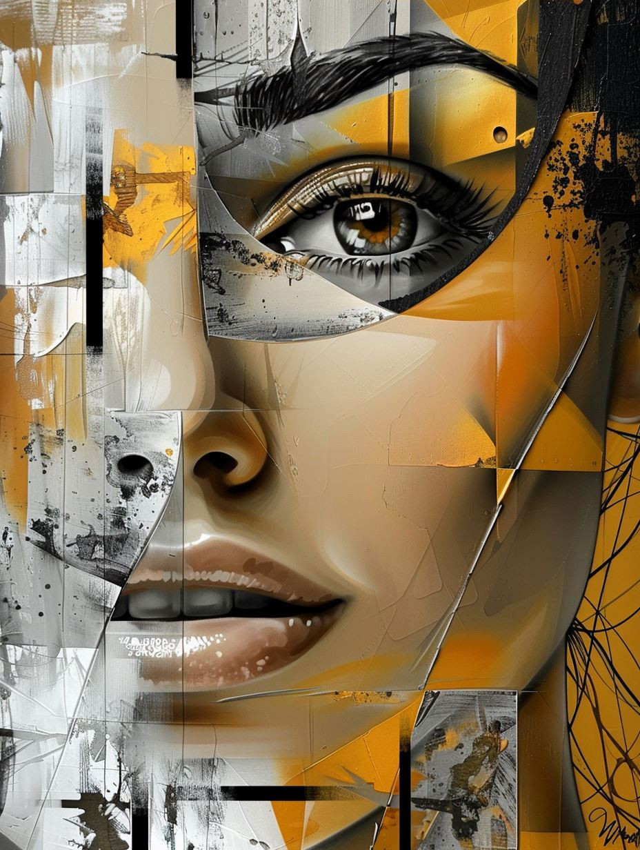 Fragmented Gaze in Golden Ochre