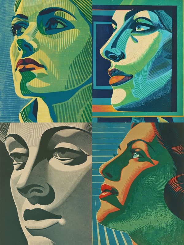Neon Verdant Geometric Portrait