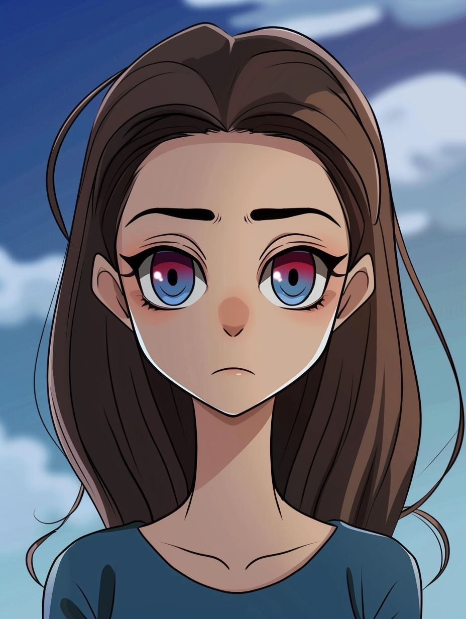 Melancholy Gaze in Blue - Image 1