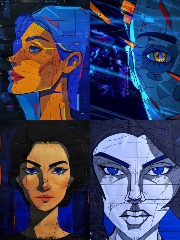 Geometric Neon Cyber Portraiture