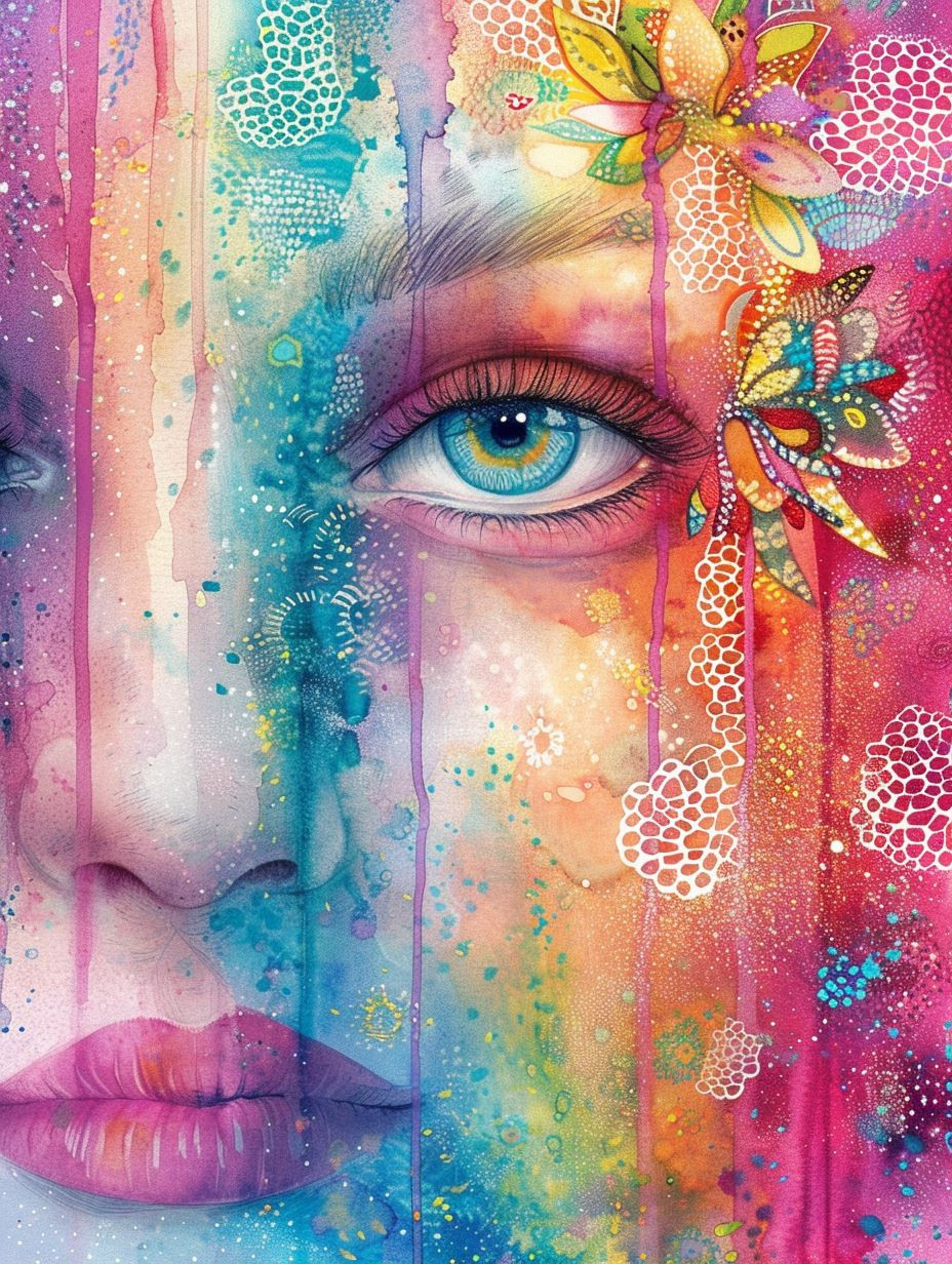 Prismatic Watercolor Dream Portrait