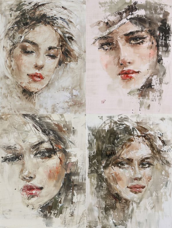 Ethereal Gaze in Abstract Oil