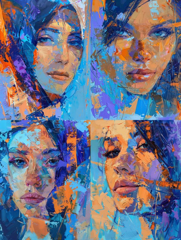 Vibrant Impasto Portrait in Blue