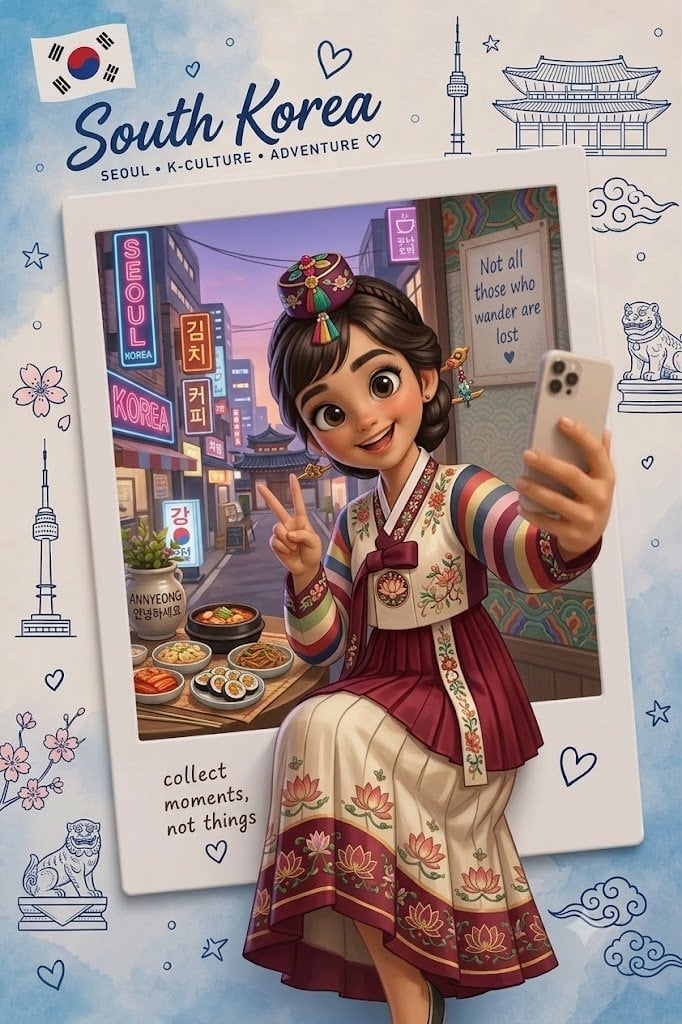 Create a cute 3D animated travel-themed Polaroid illustra... - alternate