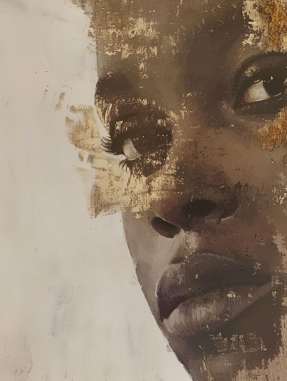 Ethereal Gilded Fragmented Portrait