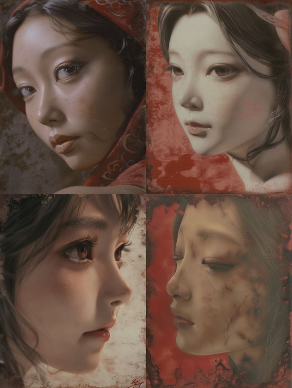 Ethereal Gaze in Crimson Silk