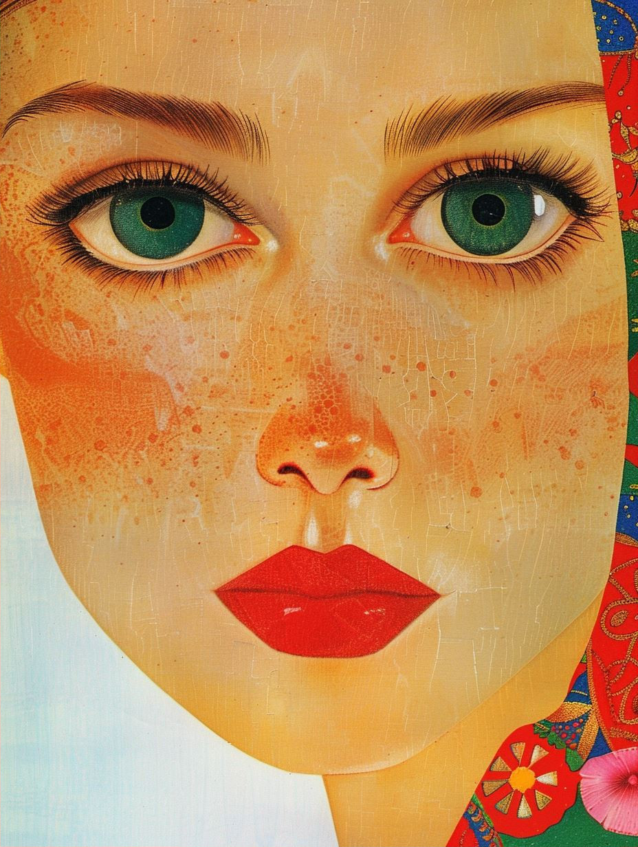Crimson Gaze of Textured Art