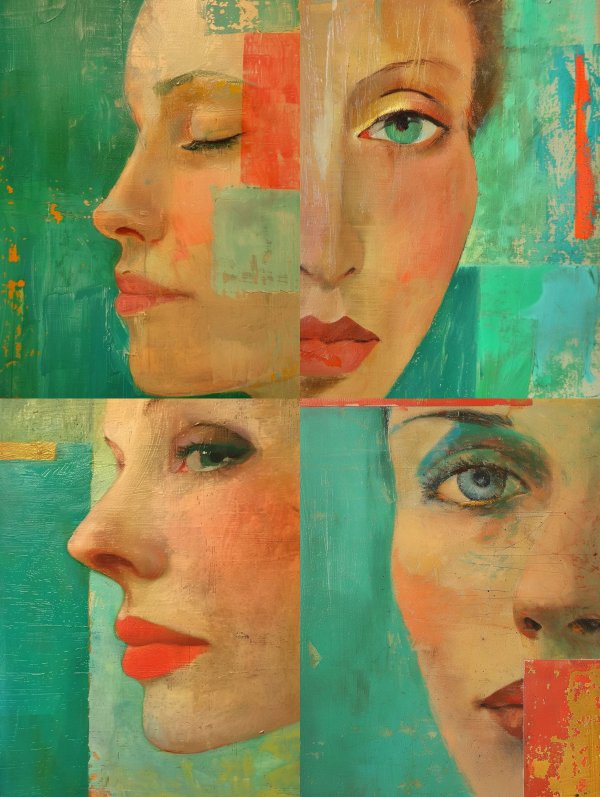 Abstract Ethereal Portrait in Teal