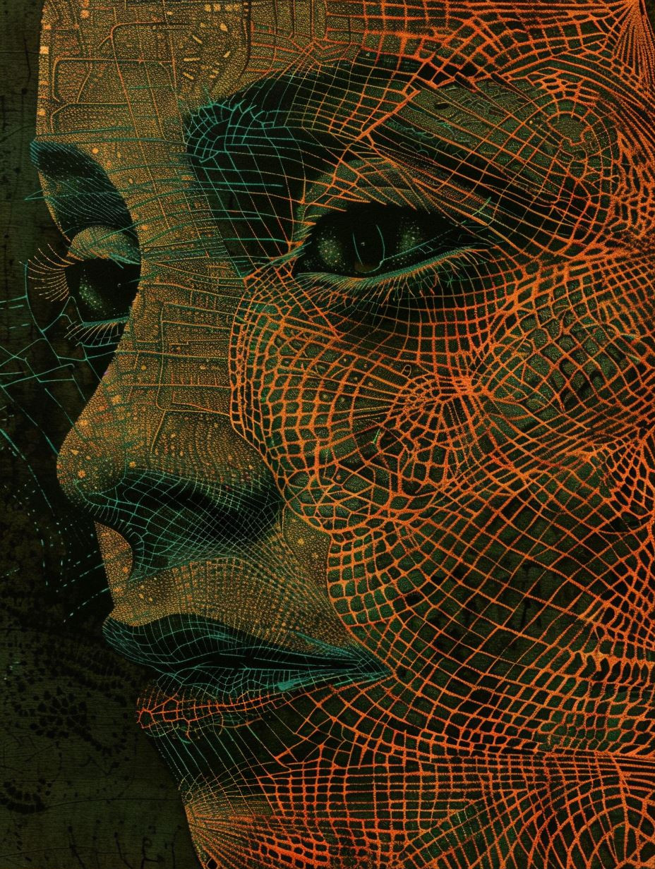 Digital Soul Geometric Mesh Portrait