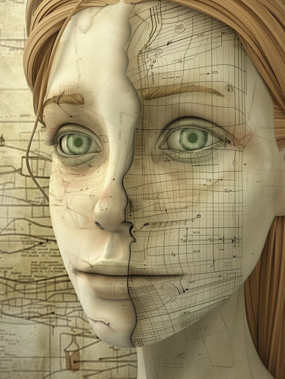 Digital Soul Wireframe Portrait