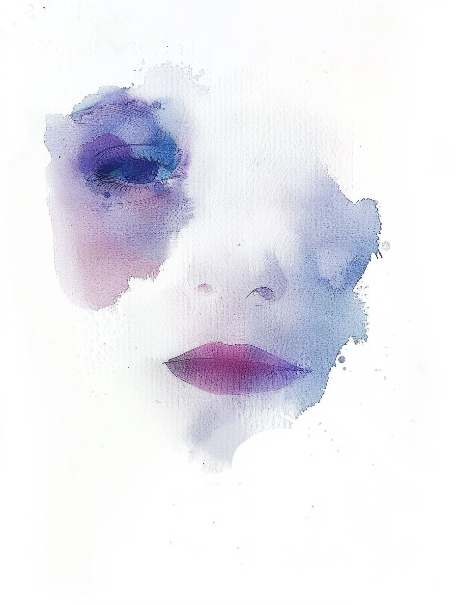 Ethereal Watercolor Portrait Fragment - Image 2