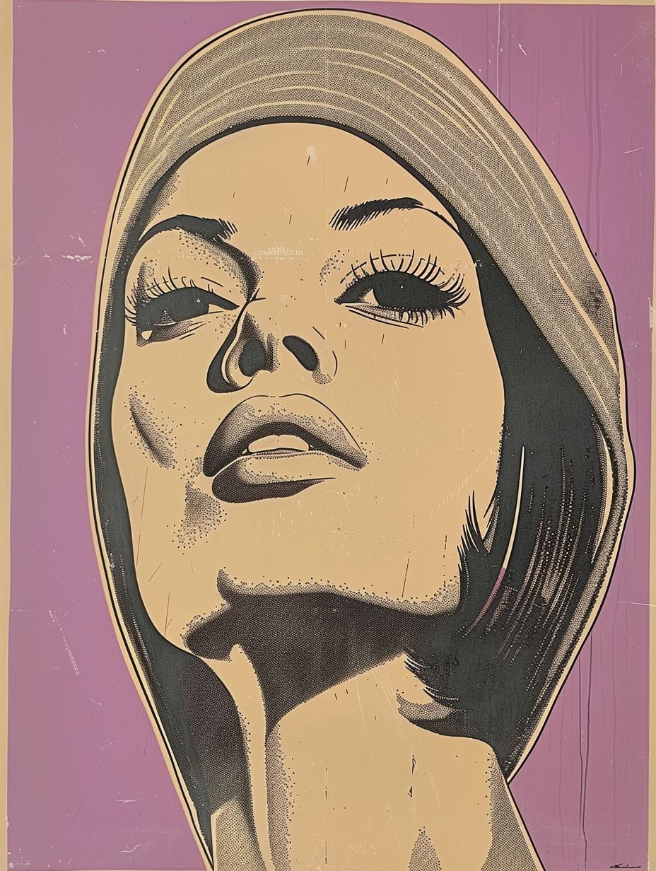 Vintage Noir Linocut Portrait