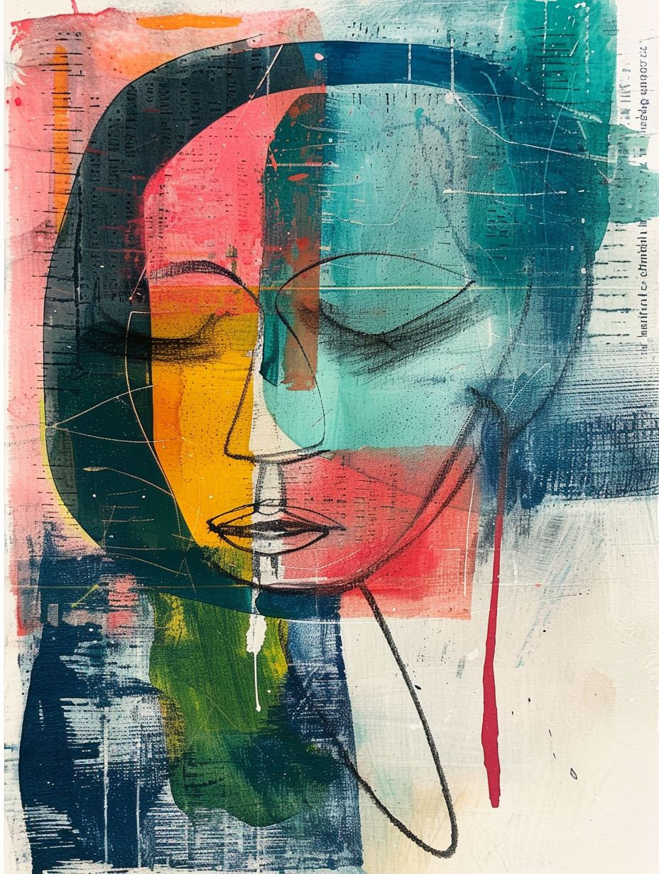 Abstract Fragmented Azure Portrait