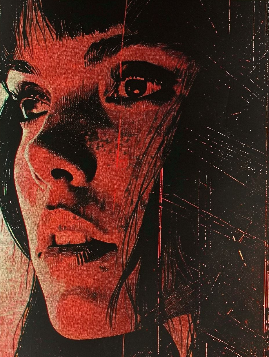 Noir Cyberpunk Crimson Gaze